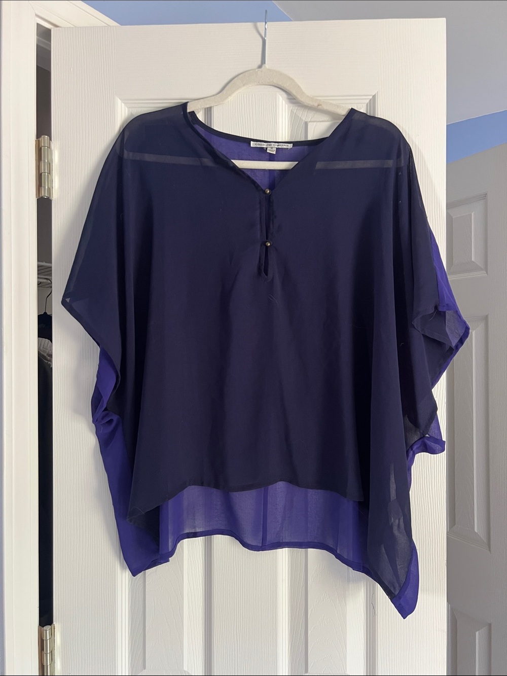 Lightweight Navy & royal Blue Sheer Women's Top
